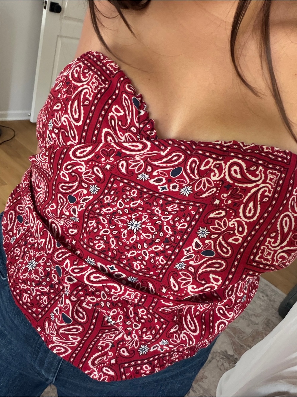 Seven Wonders Women's Red Bandana Print Strapless Wrap Top Womens US 10